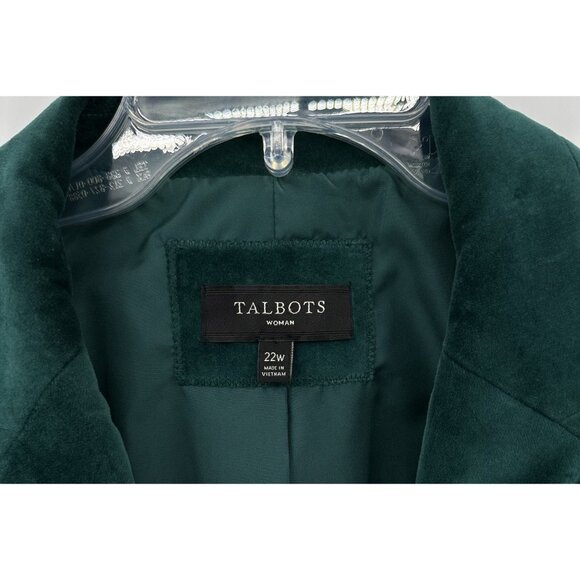 TALBOTS jacket blazer emerald green plus 22W velvet velour party preppy woman - Picture 7 of 8